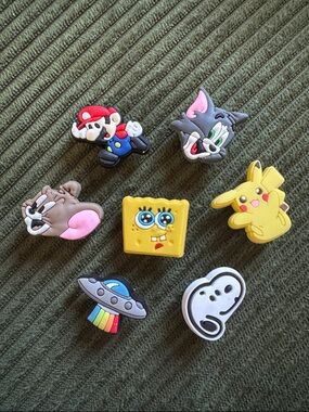 Assorted Cartoon Character Shoe Charms - Yellow SpongeBob, Pikachu & More Jibtiz